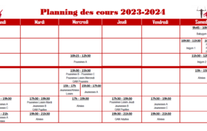Planning des cours 2023-2024